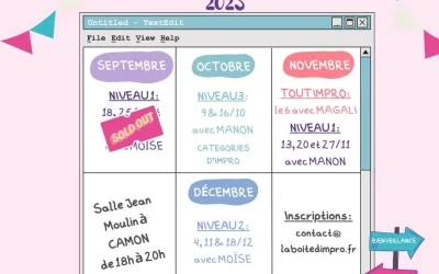 Calendrier de nos prochains stages d&rsquo;impro